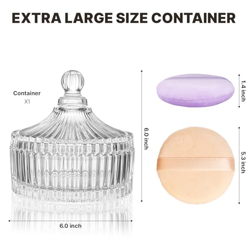 Extra Classic Body Powder Puff Set with Glass Container - 3 Pcs