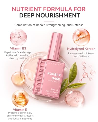 Makartt Hema-Free Rubber Base Gel 6-in-1 Clear Builder Nail Coat 15ML