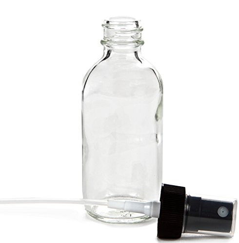 Vivaplex 2 oz Clear Glass Spray Bottles with Fine Mist Sprayers - 6 Pack
