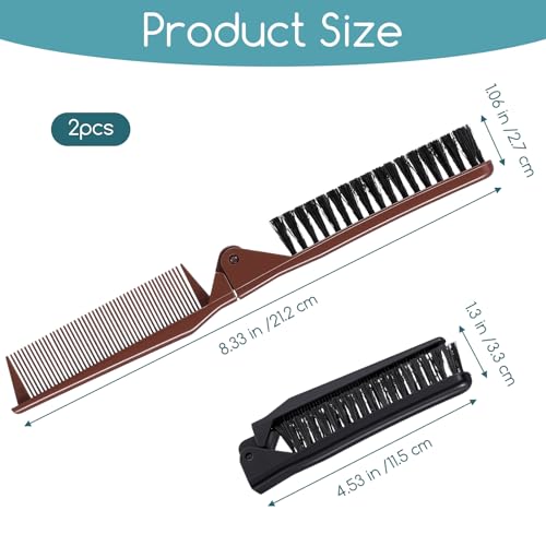 2-Pack Foldable Hair Combs - Anti-Static Travel Brushes