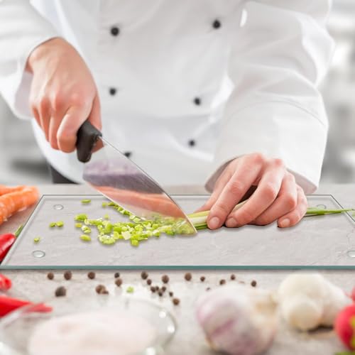 JAMBALAY Tempered Glass Cutting Board, 12"x8", Heat Resistant & Non-Slip
