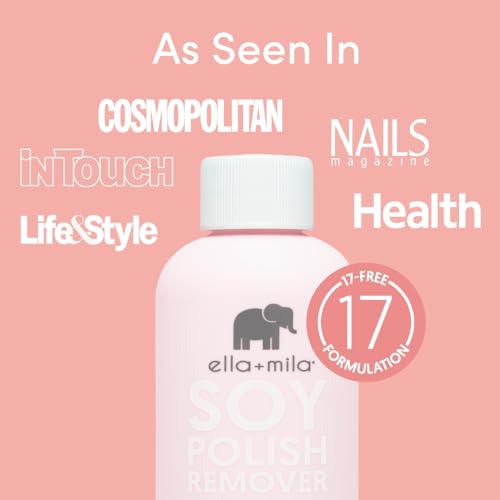 ella+mila Soy Nail Polish Remover - Non-Acetone with Lavender Oil, 4 fl oz