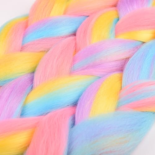 BACANA Ombre Rainbow Braiding Hair Mix Candy Colors 24 Inches Synthetic Extensions