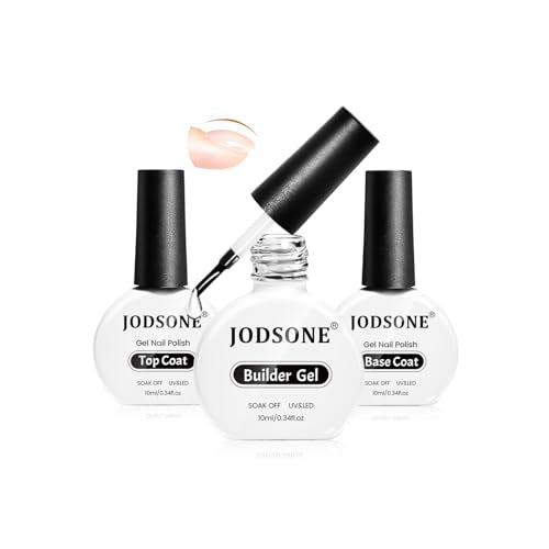 JODSONE Nail Gel Set - 3Pcs 10ml Top Coat, Base Coat & Builder Gel