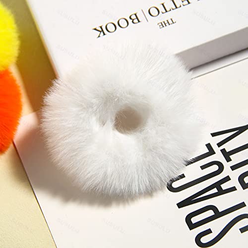 SUSULU Bright Mixed Fuzzy Faux Fur Hair Accessories - Wristband & Hair Ring Set