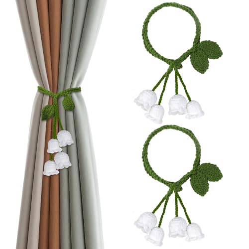 Boho Flower Curtain Tiebacks - 2 Pack No-Drill Holdbacks for Nursery & Bedroom