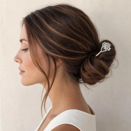 Lawie 14 Pack Vintage Silver Metal Hair Sticks for Bun & Chignon