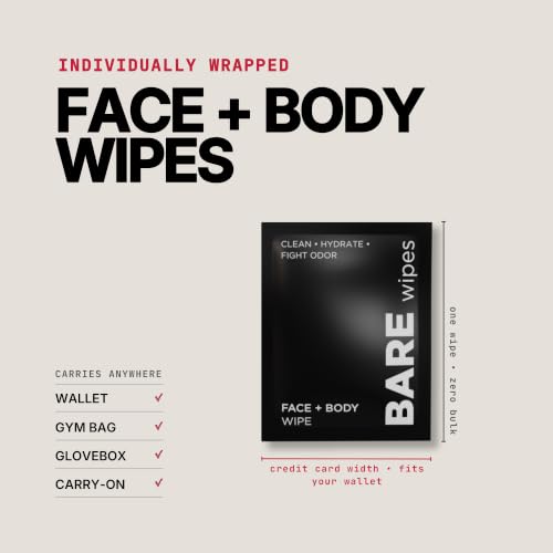 BARE Wipes: Portable Face & Body Cleansing Wipes for Men - 3 Pack, 60 Count