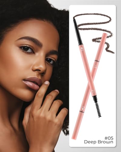 Berinist Deep Brown Micro Eyebrow Pencils 12-Piece Set for Natural, Waterproof Brows