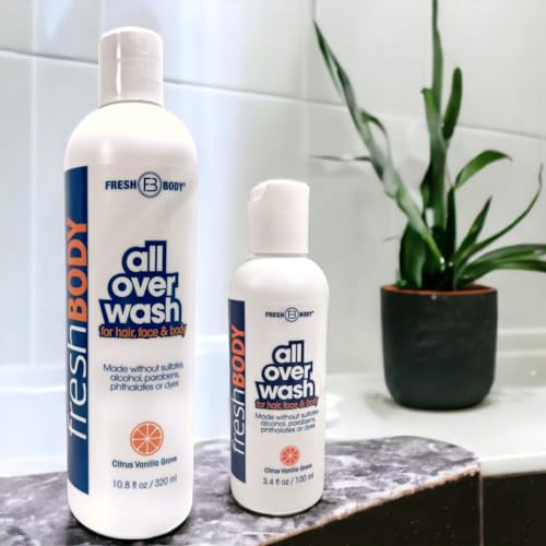 Fresh Body FB All Over Wash Citrus Vanilla 10.8oz Pack of 2 - 2-in-1 Body & Hair Cleanser for Men & Women