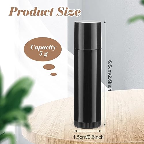 Cositina 100 Pcs 5g Empty Lip Balm Tubes, Black Plastic Cosmetic Containers
