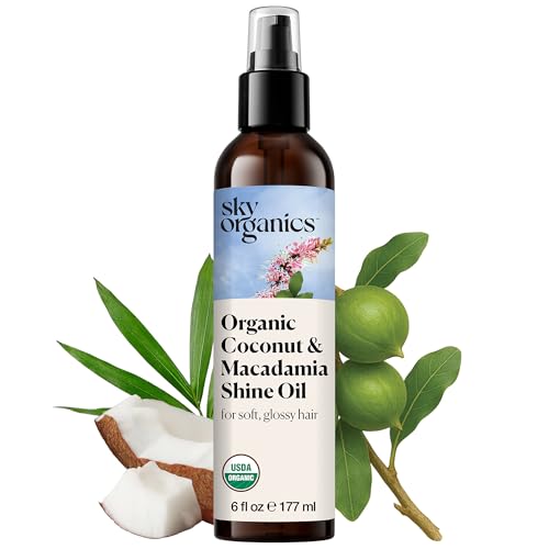 Sky Organics Organic Coconut & Macadamia Shine Oil - Hydrating Hair Oil 6oz