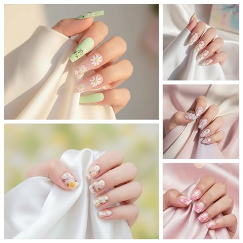 6 Sheets Flower Nail Art Stickers - Cute Daisy Nail Decals