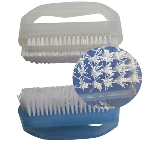 Coralpearl Nail Brush Set - 2 Soft Nylon Brushes with Cuticle Cleaner