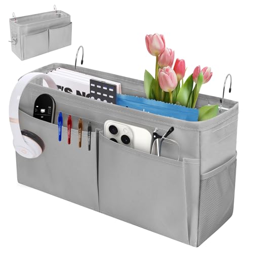 Bedside Caddy Organizer with Straps - Versatile Storage in Grey