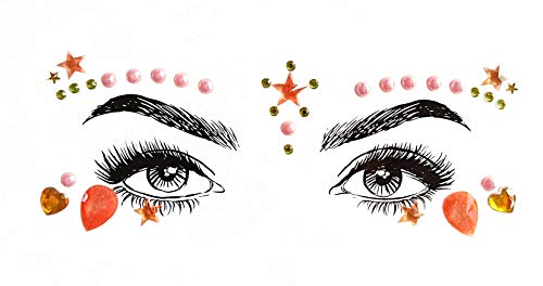 8 Pcs Mermaid Face Gems Glitter Stickers No.02 for Rave & Festivals