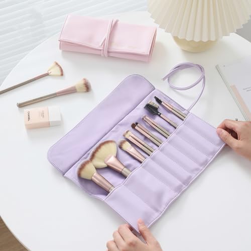 VanFn Purple Travel Makeup Brush Organizer Bag - Roll Up Design