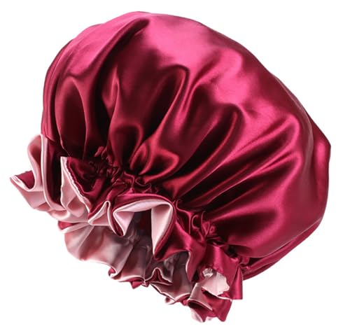 Double Layer Satin Bonnet for Sleeping Women - Wide Elastic Hair Cap
