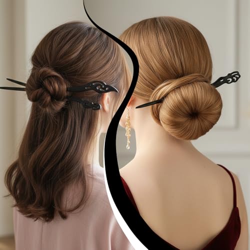 10 Pcs Vintage Wooden Hair Sticks for Women - Chinese & Japanese Bun Pins