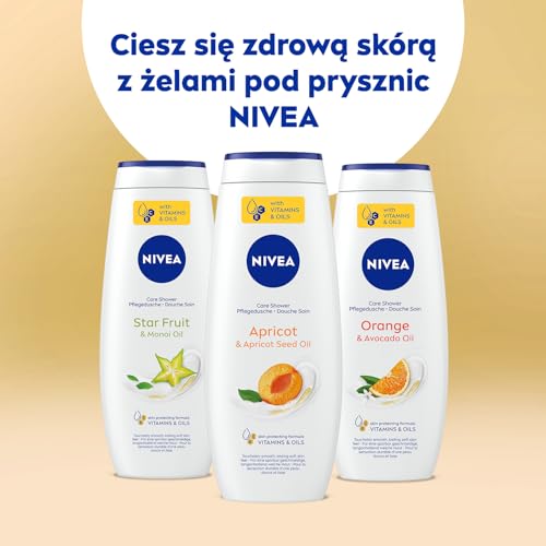 NIVEA Apricot Nourishing Shower Gel 500ml - Hydrating Daily Cleanser with Vitamins C & E
