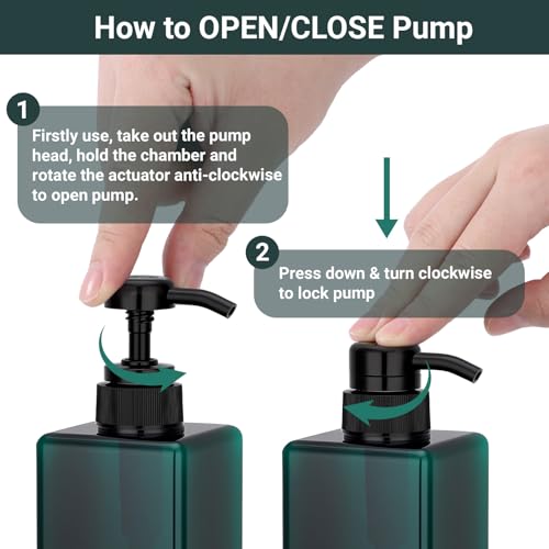 Suream Peacock Blue 3-Pack 15oz Refillable Shampoo & Conditioner Bottles, Eco-Friendly Pump Dispensers, Leak-Proof Bathroom & Travel Use