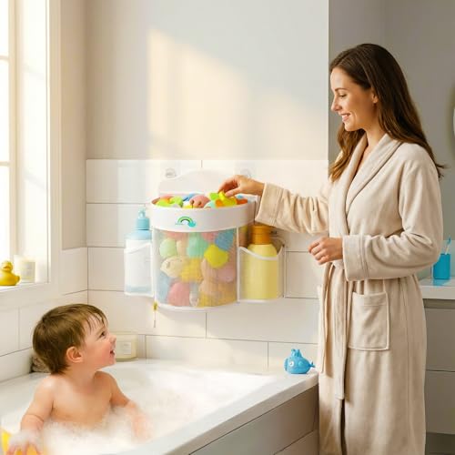 Austion Hanging Bath Toy Storage with Quick-Dry Mesh - Space-Saving Organizer for Kids