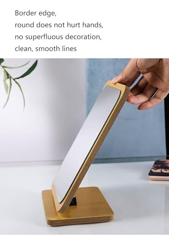 Vertical Wooden Rectangular Table Mirror with Stand - Adjustable Desktop Makeup Mirror