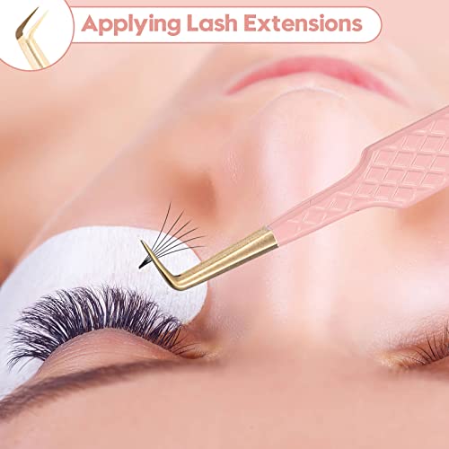Ms.Queen 90 Degree Lash Tweezers - Precision Fiber Tip for Mega Volume Extensions