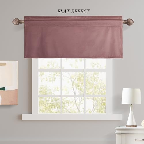 Dusty Rose Velvet Window Valance Curtain Panel - 52" x 18"
