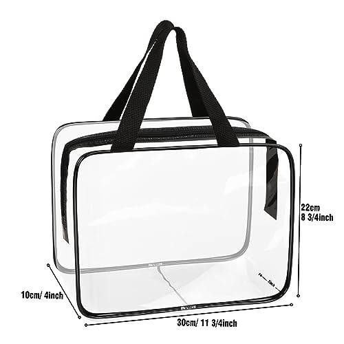 APREUTY Black 3 Pack Large Clear Makeup Bags - TSA Approved