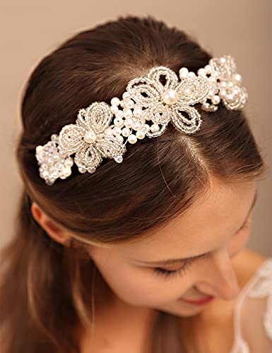 Style 2 Vintage Pearl Bead Tiara Crown - Handmade Bridal Headband