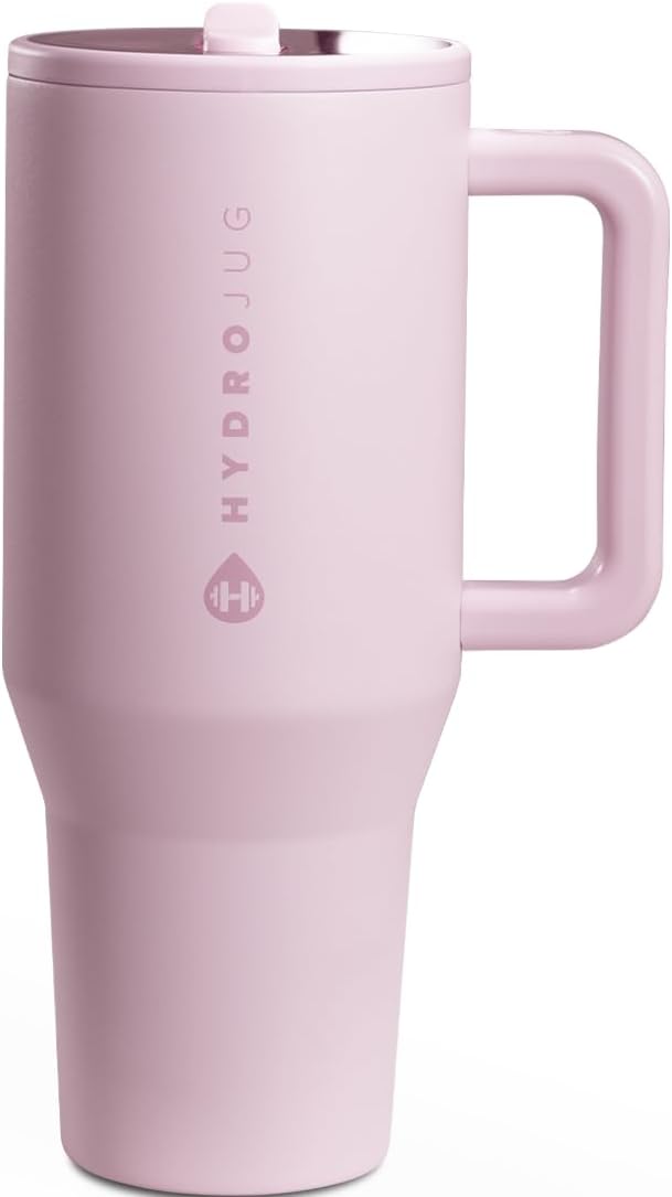 HydroJug 32 oz Insulated Water Bottle - Leak Resistant with Handle & Flip Straw | Pink Sand