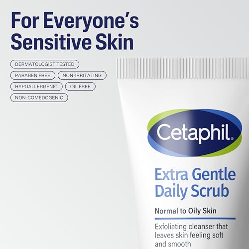 Cetaphil Exfoliating Face Wash 6oz (Pack of 2) - Gentle Daily Scrub for Sensitive Skin