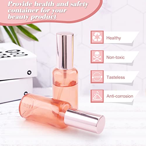 6 Pack 2 Oz Pink Glass Spray Bottles with Rose-Golden Pump