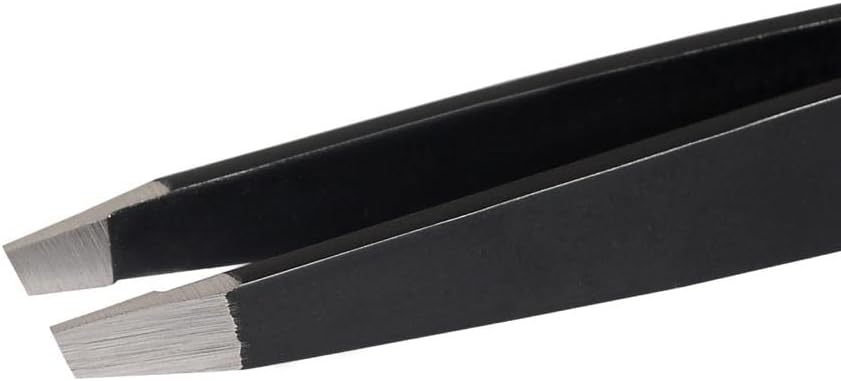 Stainless Steel Eyebrow Tweezers - Slant Tip Precision for Men & Women | Ideal for Brow, Facial Hair & Ingrown Hair (Black)