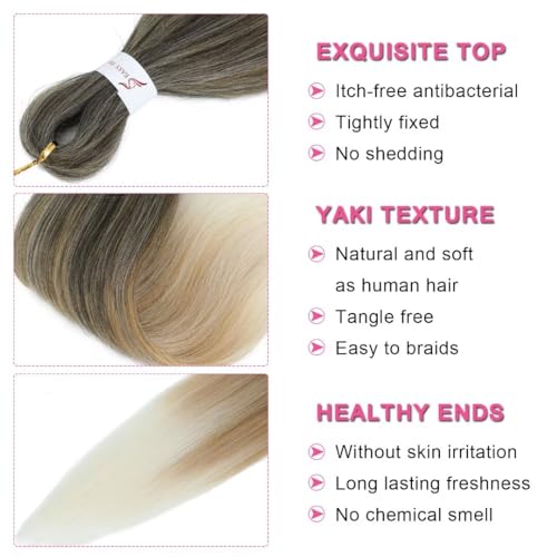 Msloosily 20-Inch Pre-Stretched Braiding Hair - 8 Packs, 1B/27/613 Ombre
