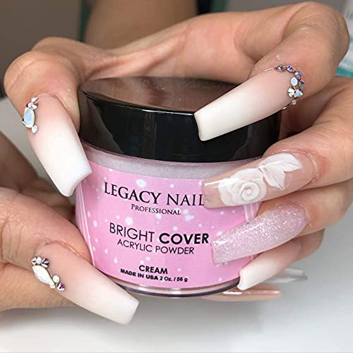 Legacy Nails Professional Bright Cover Acrylic Powder - 2 oz Cream Shimmer
