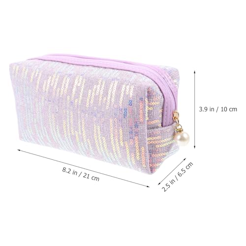 CALLARON Glitter Makeup Bag - Portable Pink Sequin Cosmetic Pouch