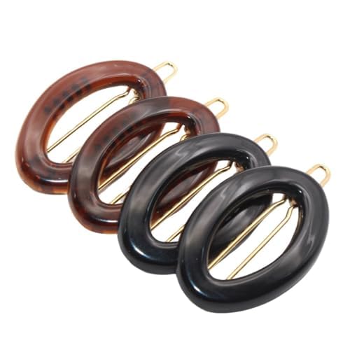 Parcelona French Eggie Oval Hair Clips 1.25 inch Shell & Black Barrette Set