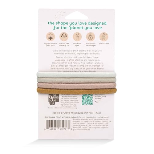 Kooshoo Eco-Friendly Hair Ties for Women | Plant-Based, No-Snap Design
