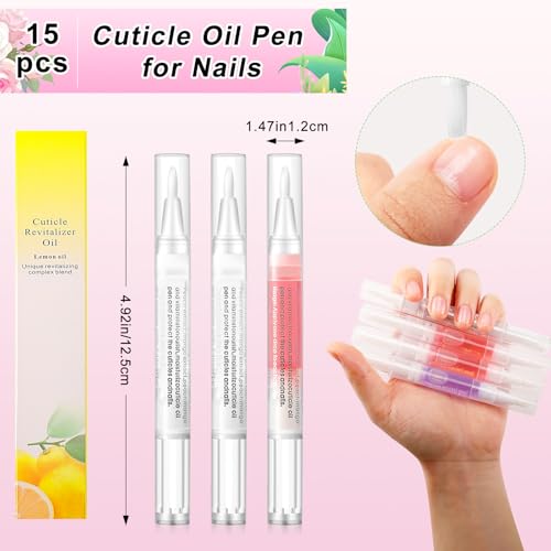 15 Pcs Nail Cuticle Oil Pens Set with Natural Fragrant Oils for Nail Care