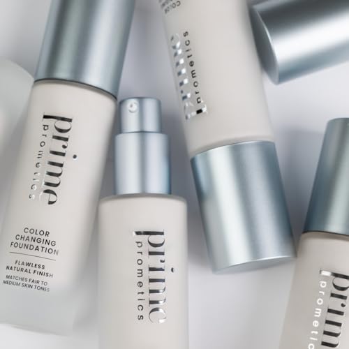 Prime Prometics Color Changing Foundation for Mature Women ? Instantly Adapts to Your Skin Tone ? Buildable Light-to-Medium Coverage ? 12-Hour Wear ? Natural Dewy Finish ? Hypoallergenic