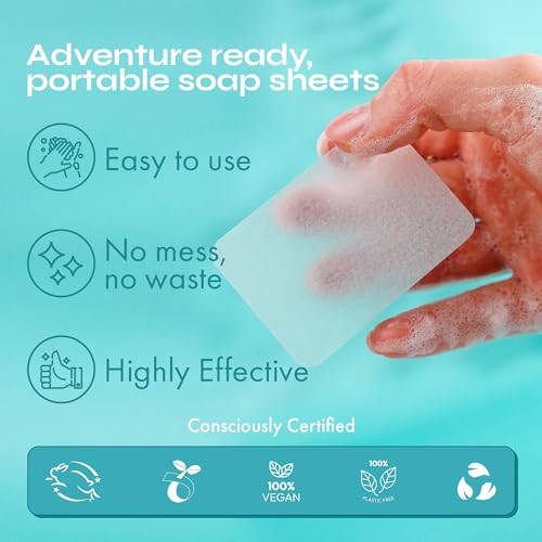 FOMIN Travel Paper Soap Sheets - 300 Dissolvable Hand Wash Sheets