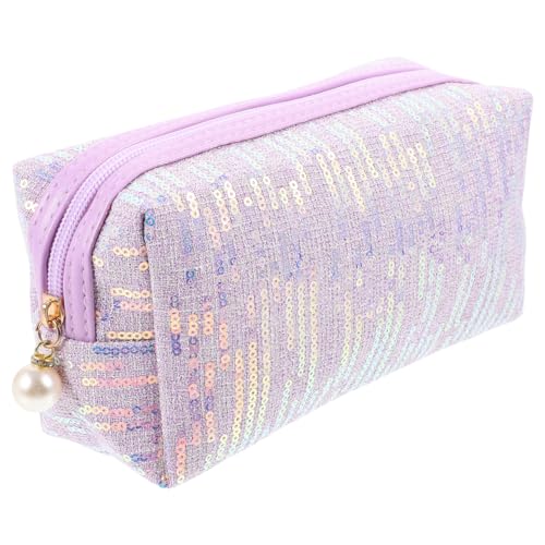 CALLARON Glitter Makeup Bag - Portable Pink Sequin Cosmetic Pouch