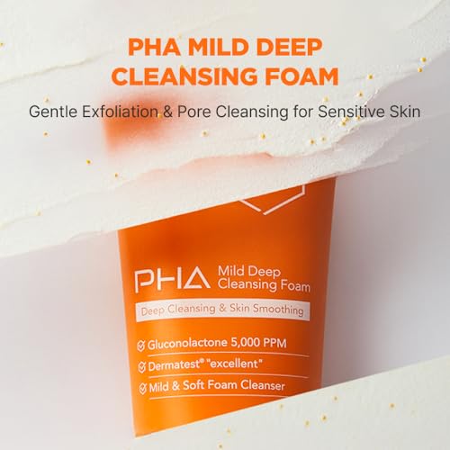 ISOI PHA Mild Deep Cleansing Foam - Gentle Daily Face Cleanser for Sensitive Skin, 3.38 fl oz