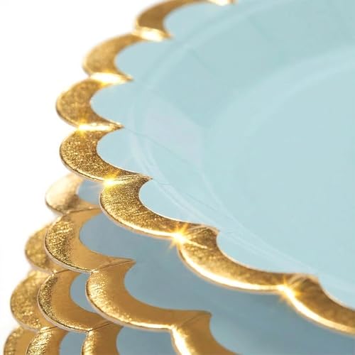 7" Peach Paper Plates with Gold Scalloped Rim - 50 Pack