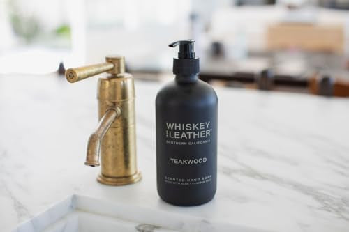Whiskey and Leather Teakwood Scented Liquid Hand Soap - Moisturizing Aloe, Paraben-Free, 15.7 oz - Variation Teakwood