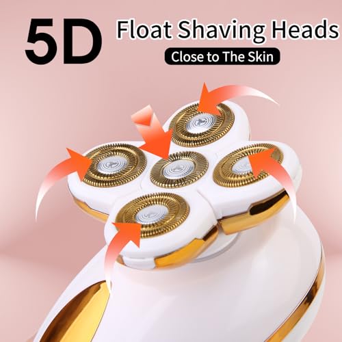 Electric Razors for Women, 5 in 1 Painless Rechargeable Dusk Shaver Womens, Women's Shavers Everything, Lady Leg/Bikini/Face Hair Removal Products, Female Wet Dry Shaving Machine