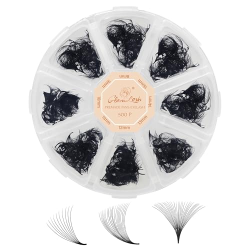 500 Premade Lash Fans 10D 0.07C Curl 8-15mm Mix - GLAMLASH