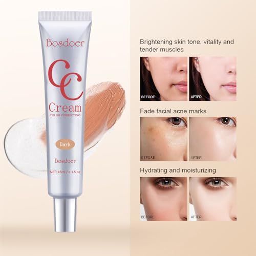 Bosdoer Color-Correcting CC Cream 2PCS Dark Shade, Hydrating & Sensitive-Friendly